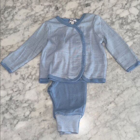 Splendid White & Blue Striped Baby Outfit 0/3M - Picture 1 of 7